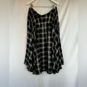 Black and White Plaid Asymmetrical High-Low Skirt